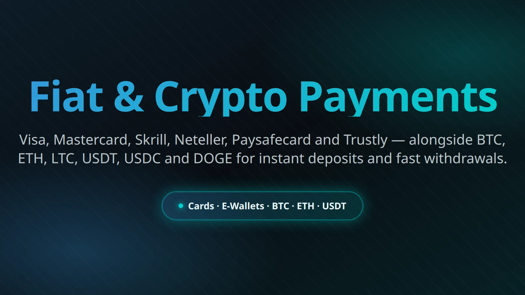 MyStake Casino payment methods - cards, e-wallets, bank transfer and cryptocurrencies